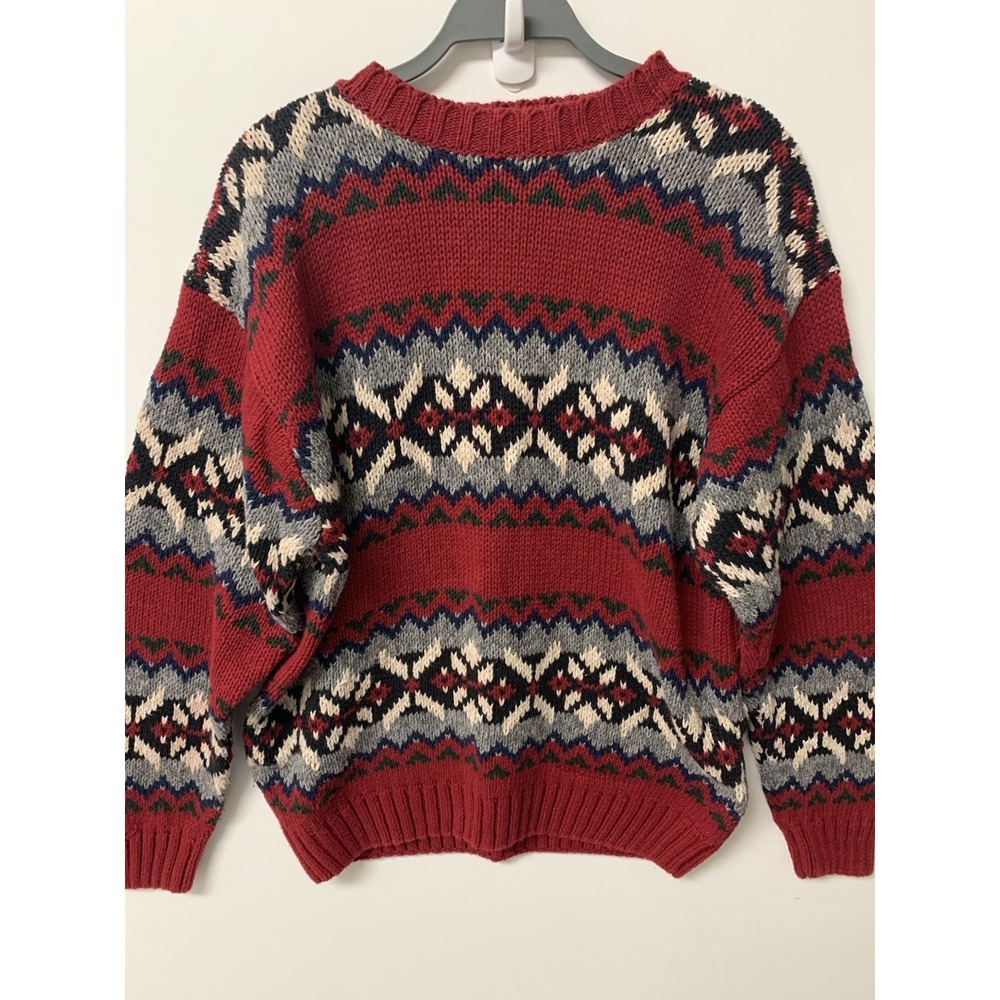 Vintage American Eagle Sweater Women's Medium Fair Isle Pullover Ski Y2k Colorfu
